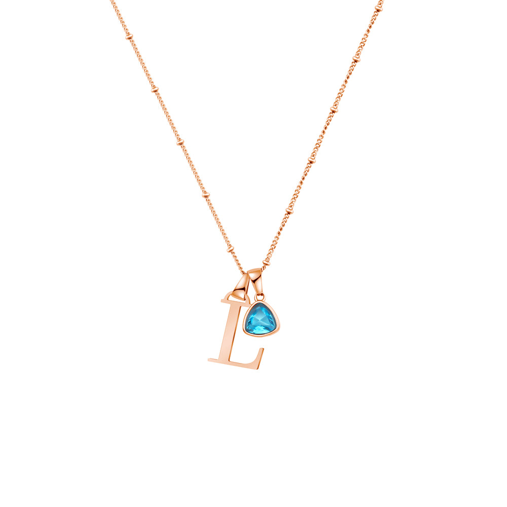 Halskette mit Buchstaben und Geburtsmonat-Stein