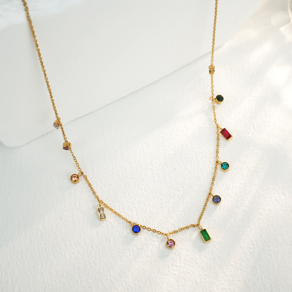 Regenbogen-Stein Halskette