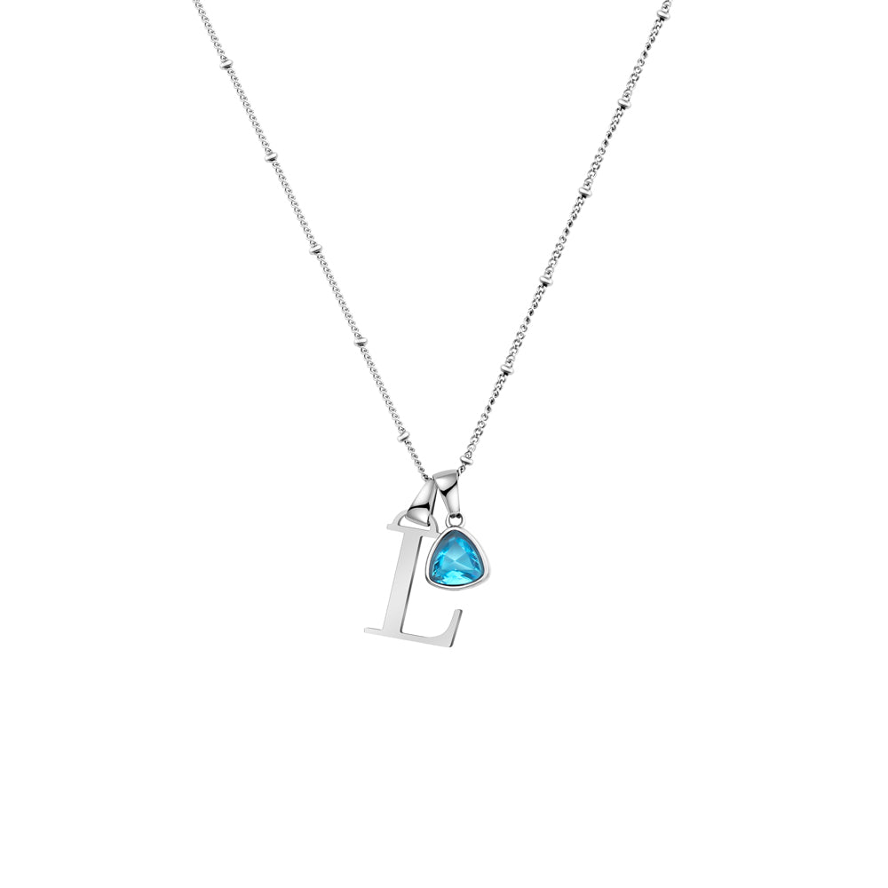 Halskette mit Buchstaben und Geburtsmonat-Stein