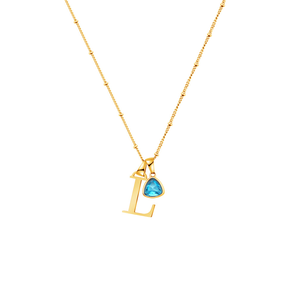 Halskette mit Buchstaben und Geburtsmonat-Stein