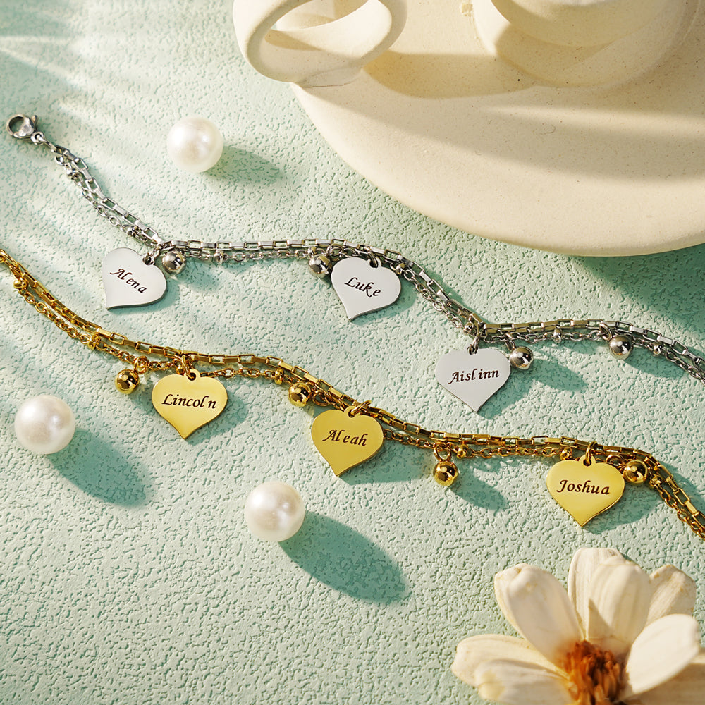 Herz Charm Armband - Namensgravur