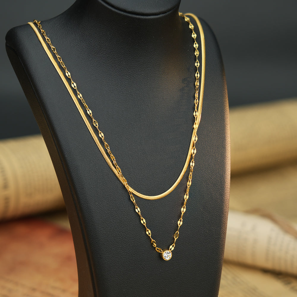 Doppel-Halskette - Stein