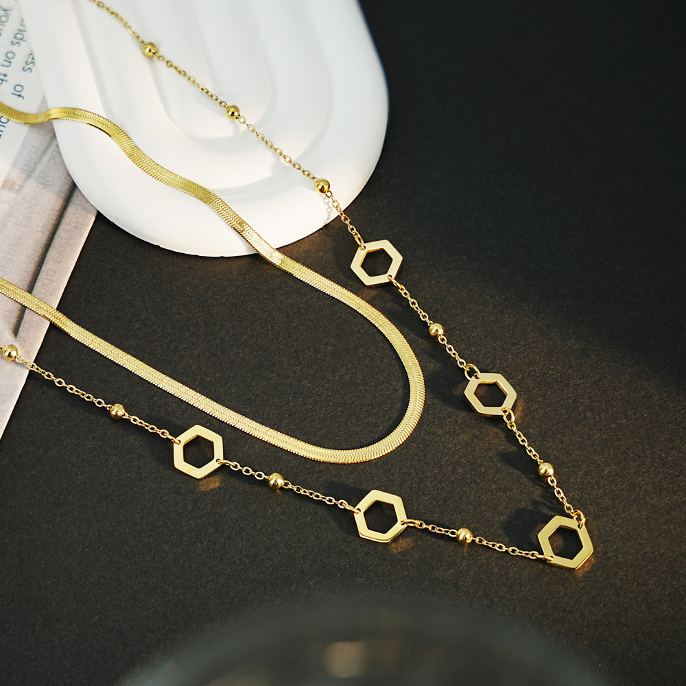 Doppel-Halskette - Sechseck