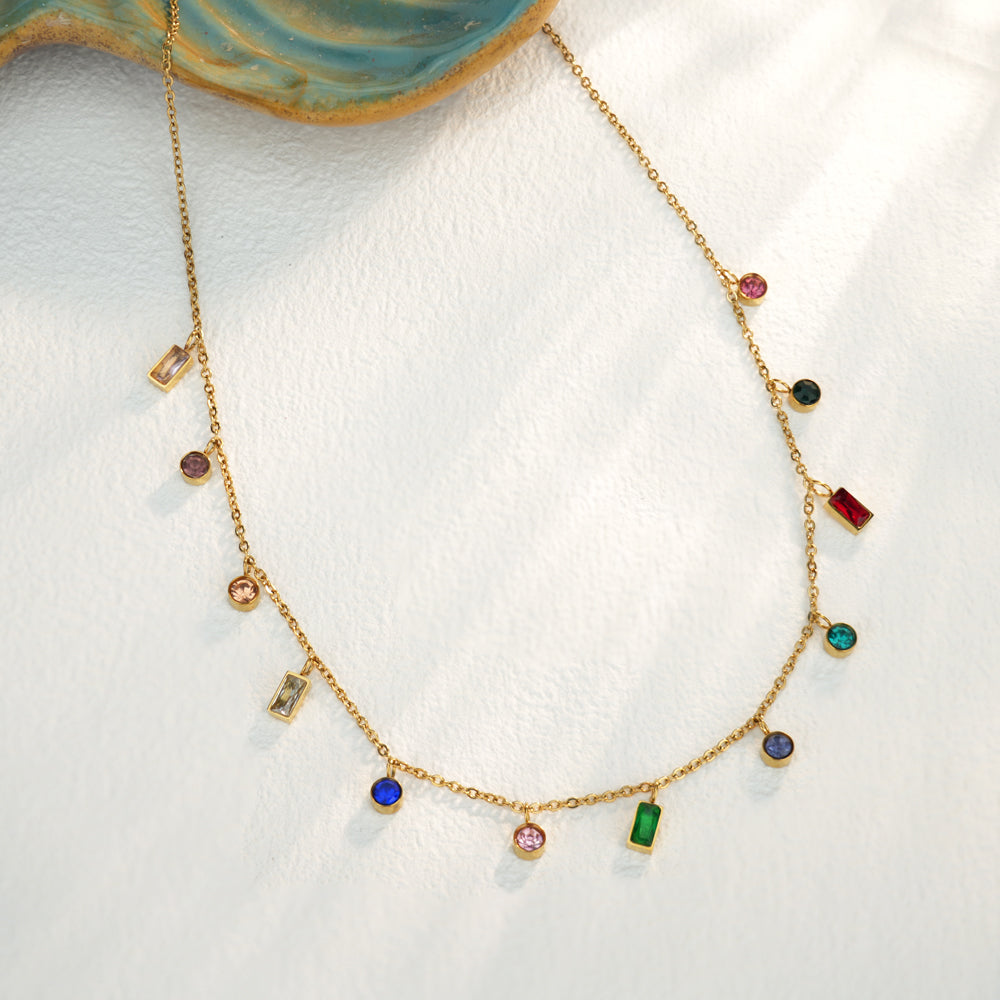 Regenbogen-Stein Halskette
