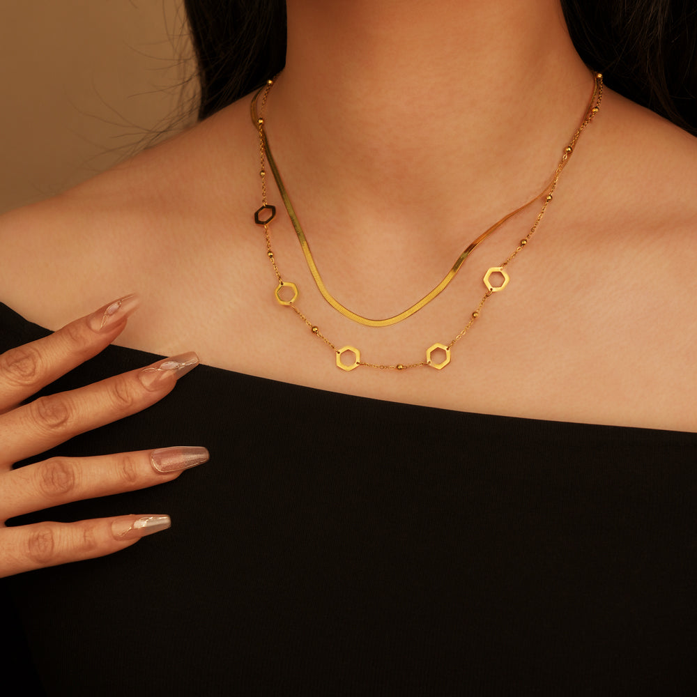 Doppel-Halskette - Sechseck