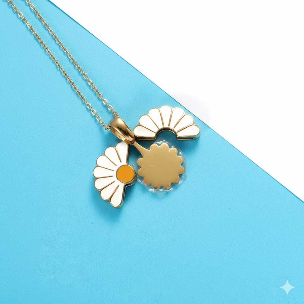 Blumen Halskette mit individueller Namensgravur