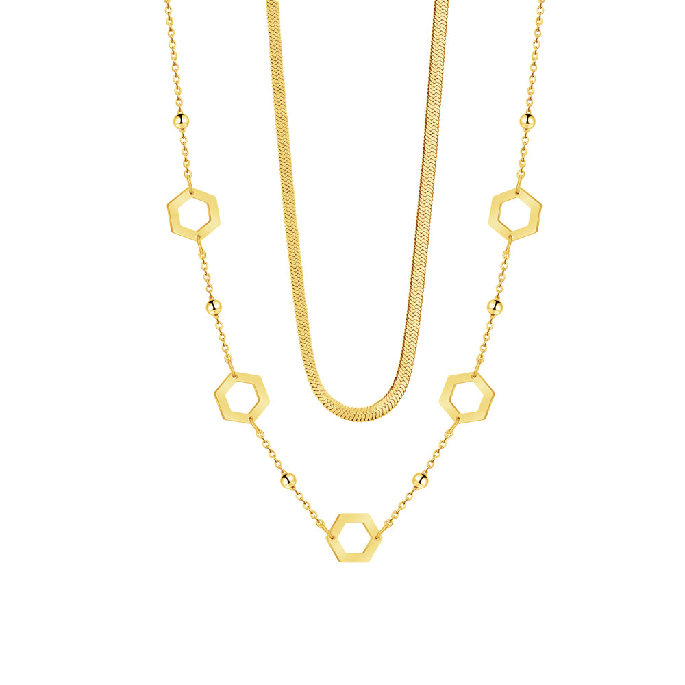 Doppel-Halskette - Sechseck