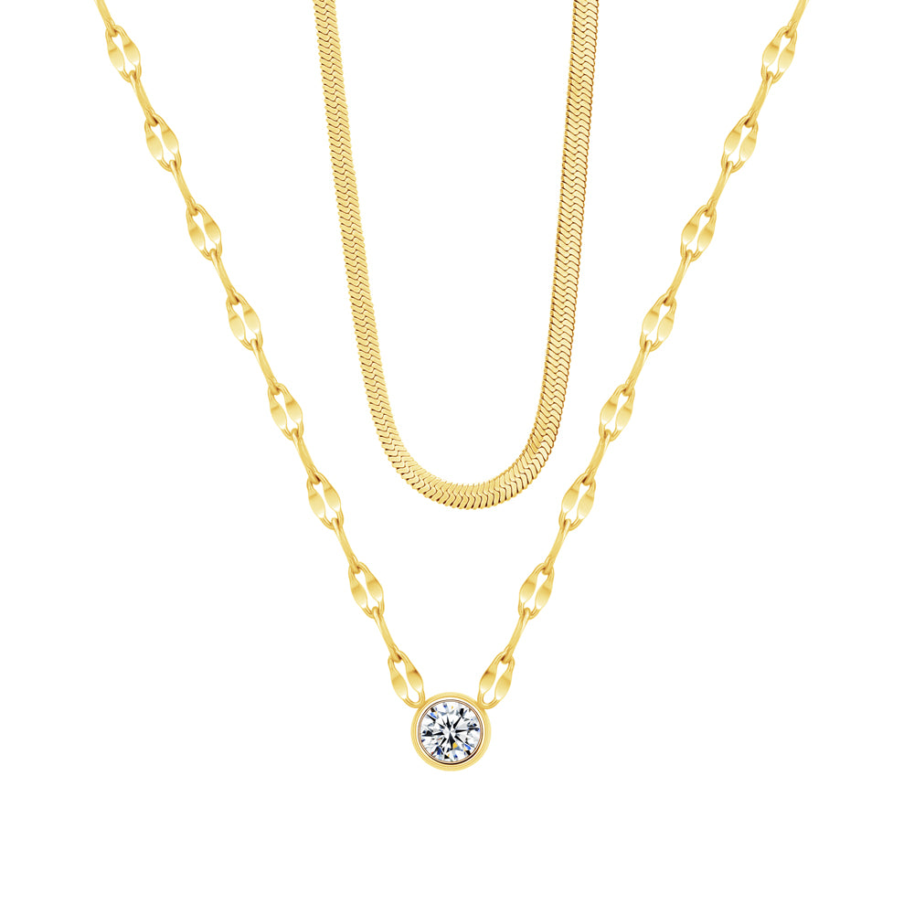 Doppel-Halskette - Stein