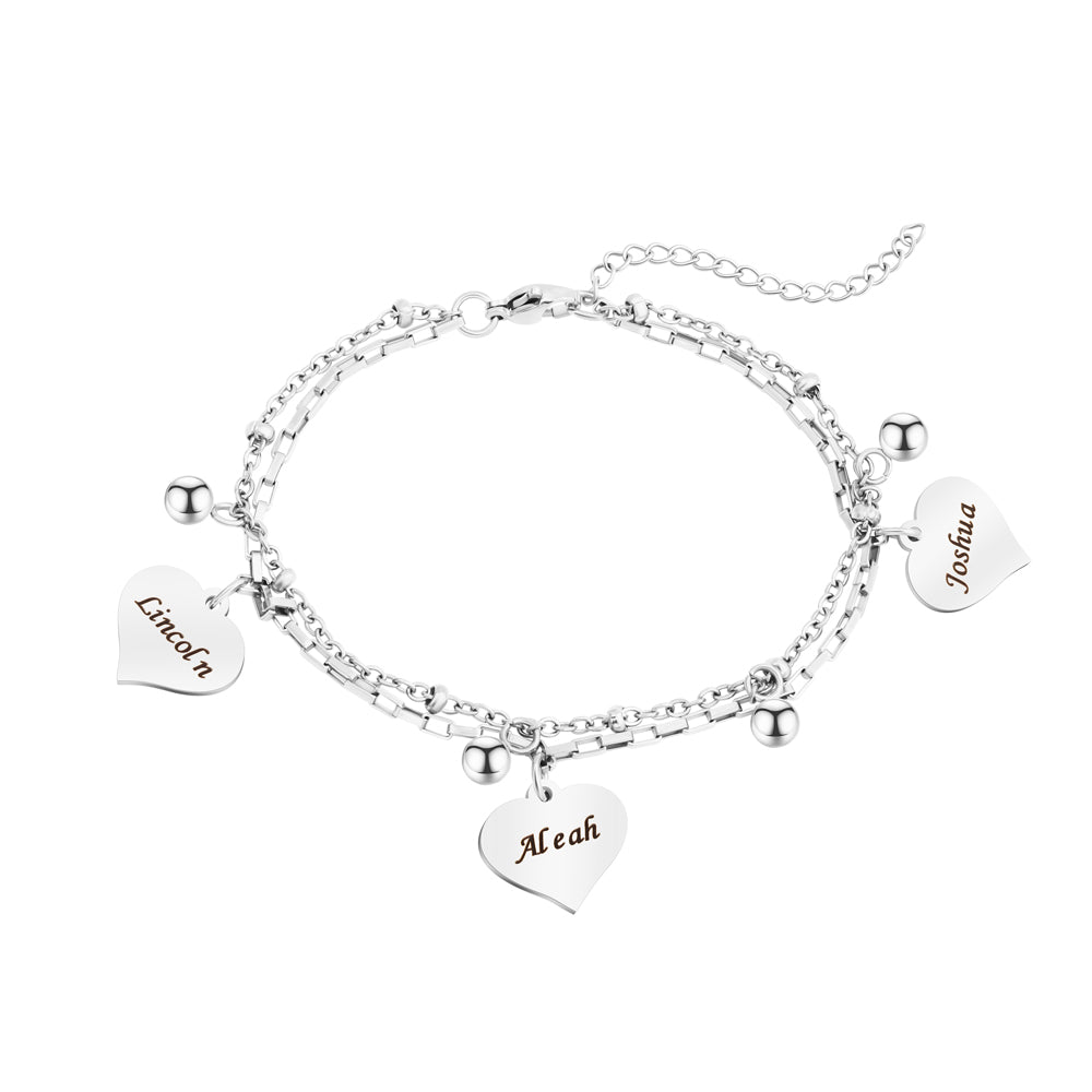 Herz Charm Armband - Namensgravur